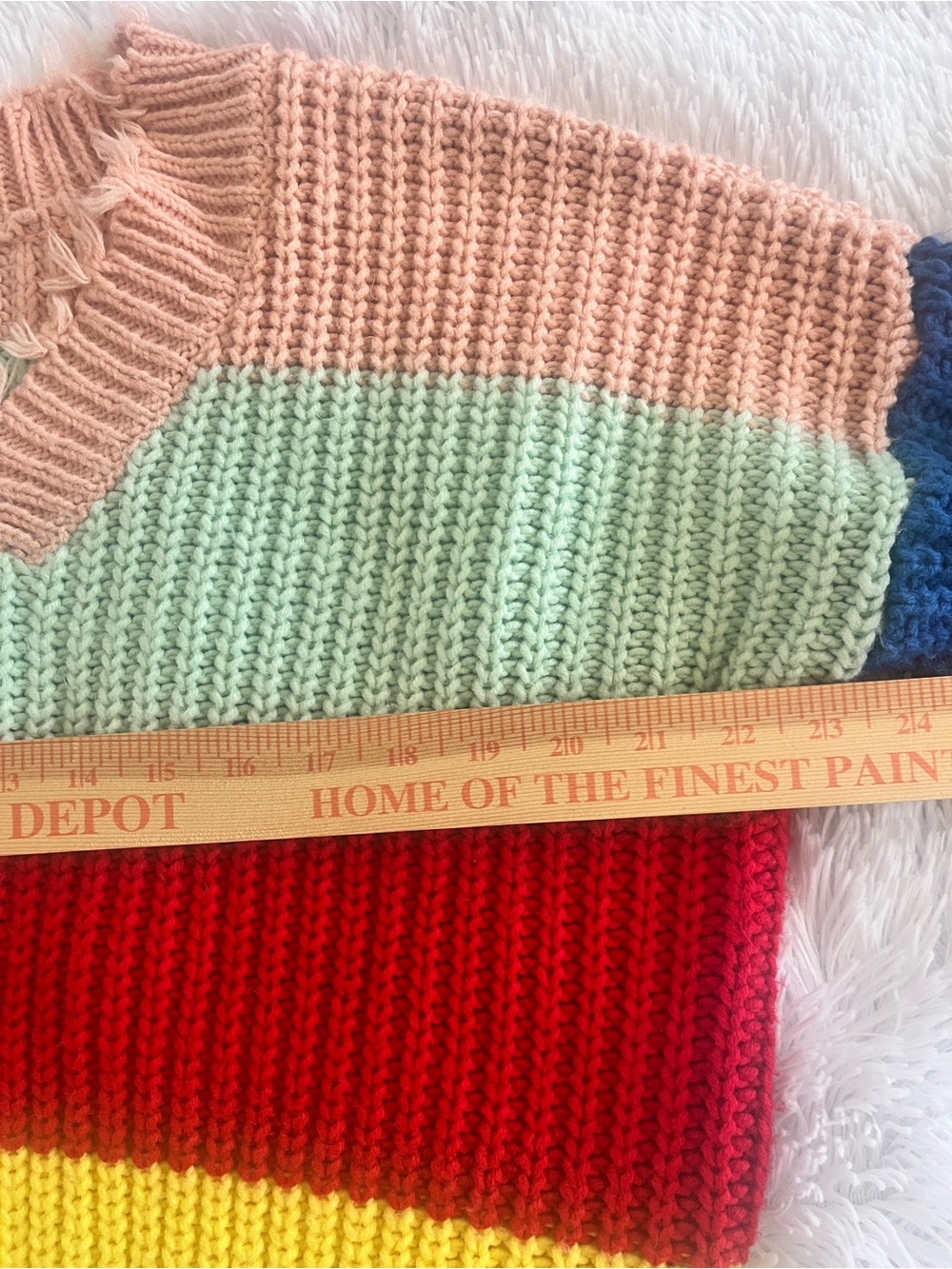 Main Strip Color-Block Distressed Knit Sweater – Size M - Picture 7 of 9